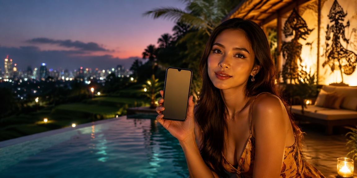 Pengguna mengakses aplikasi kasino dari smartphone di tempat santai
