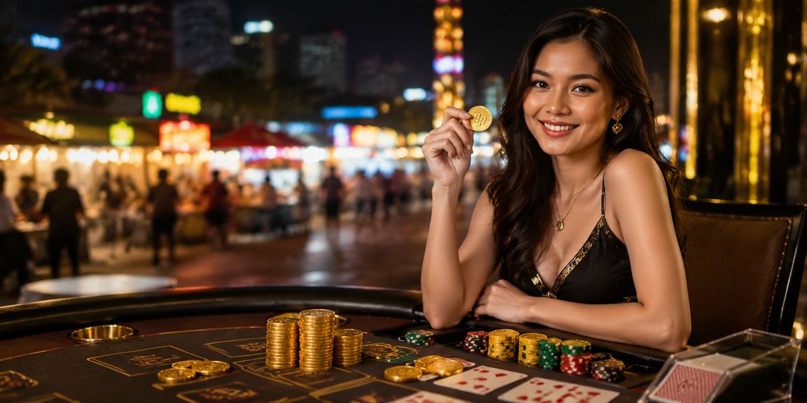 Meja baccarat yang ramai di pasar malam Vietnam dengan nuansa hiburan