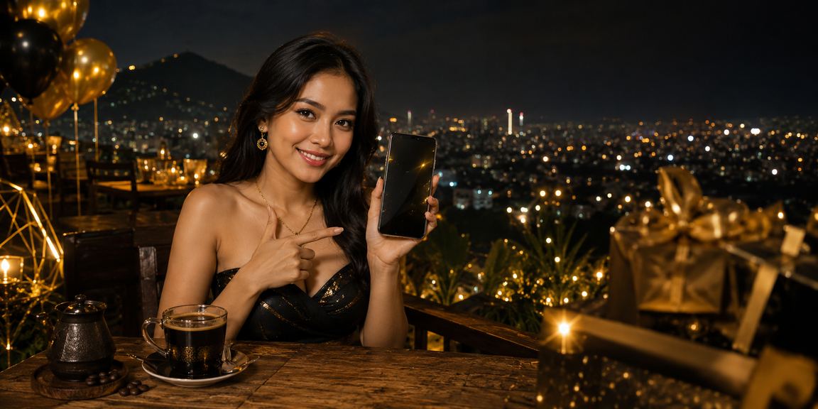 Pengguna bermain casino di ponsel sambil menikmati kopi Vietnam